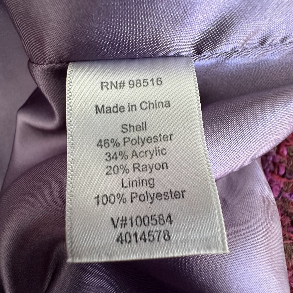 Coldwater Creek Purple Tweed Buttons‎ Jacket Blazer Womens 18 Old Money Preppy - Picture 11 of 13